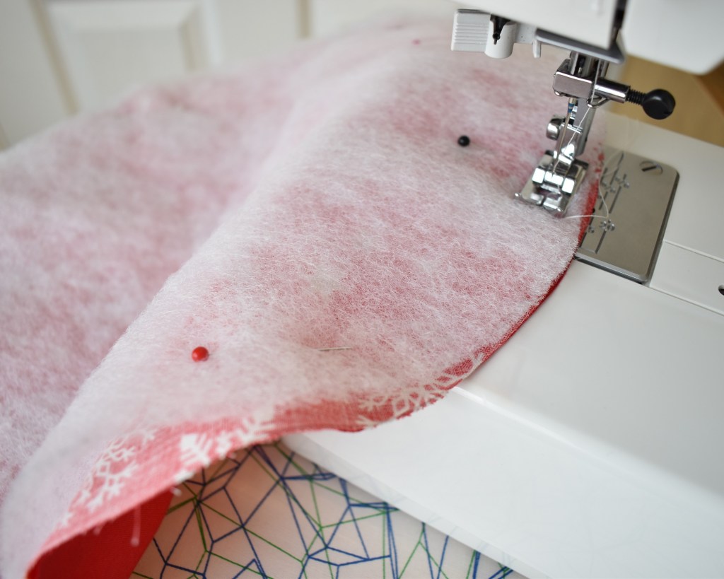 Stitch around the placemat 1cm from edge of fabric