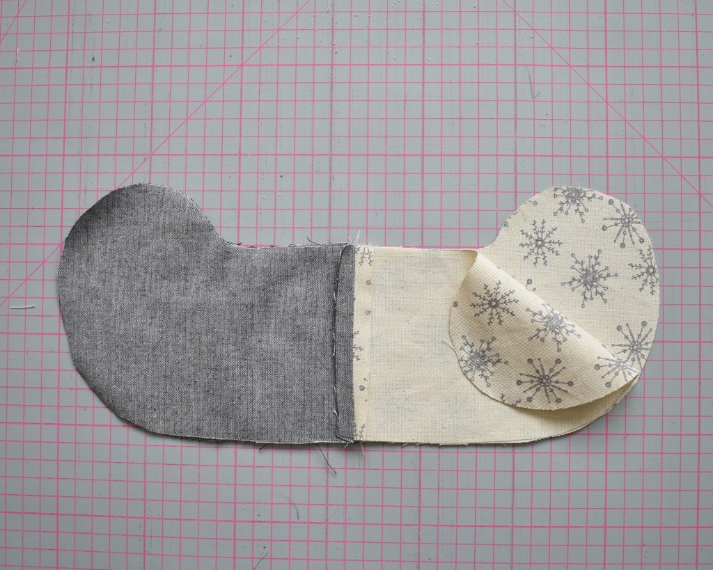 Lay the front stocking piece on top of the back piece 